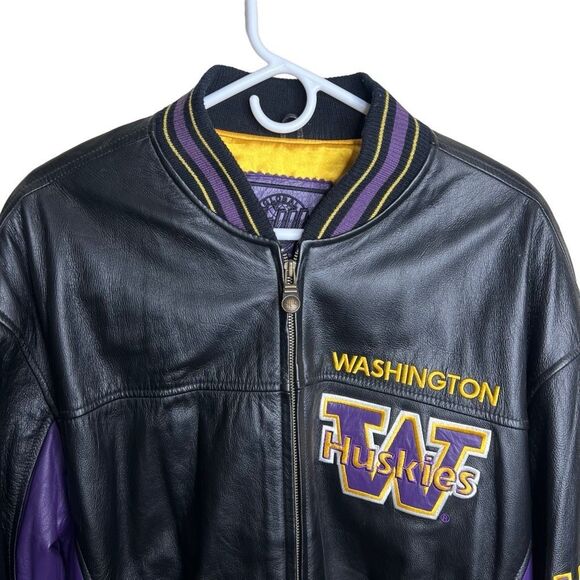 Vintage 90s UW Huskies Leather Jacket Medium - Picture 3 of 9